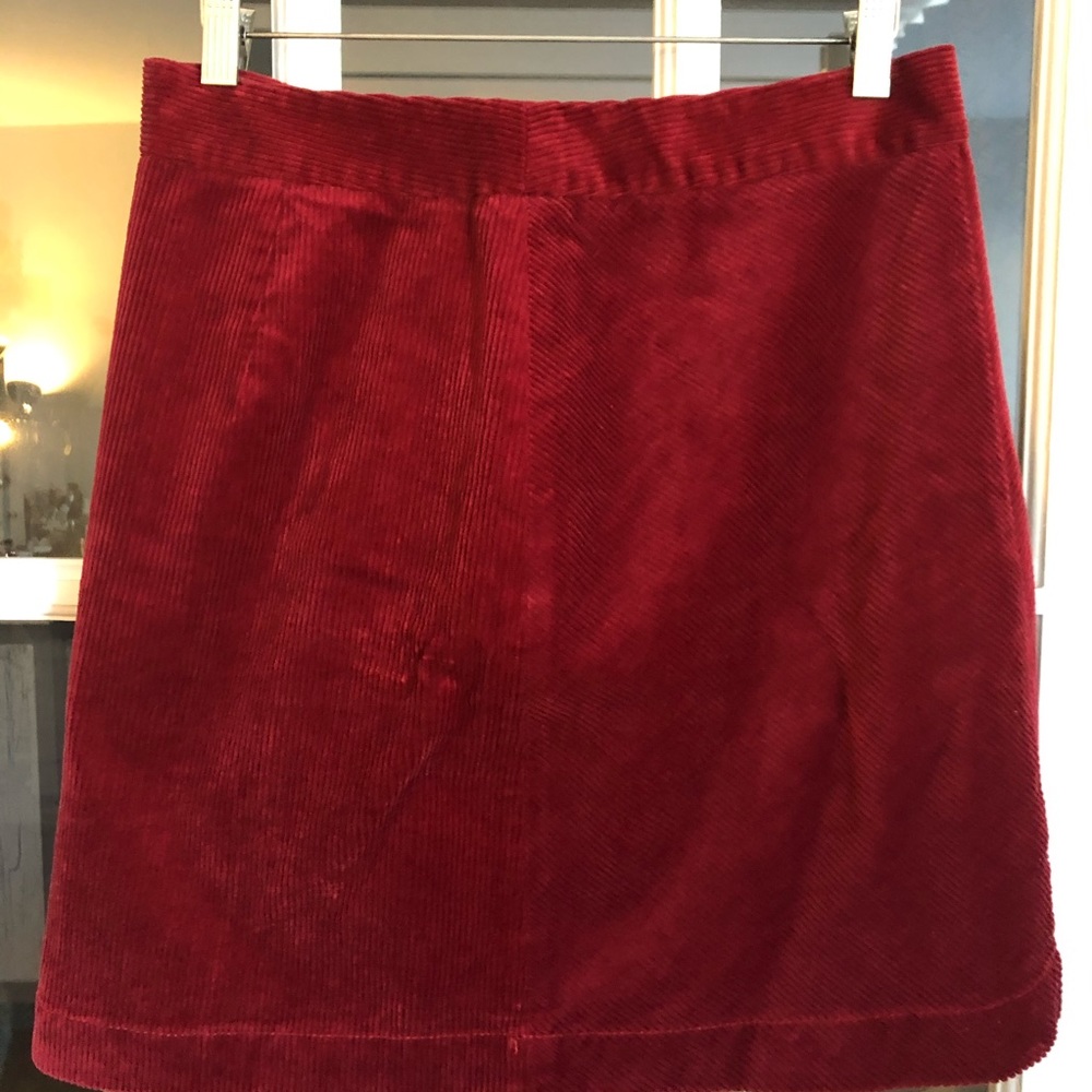 LOFT Corduroy A-Line Skirt in Burgundy